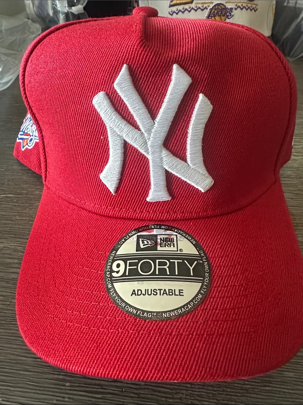 New Era Kids Red Baseball Cap with White NY Logo